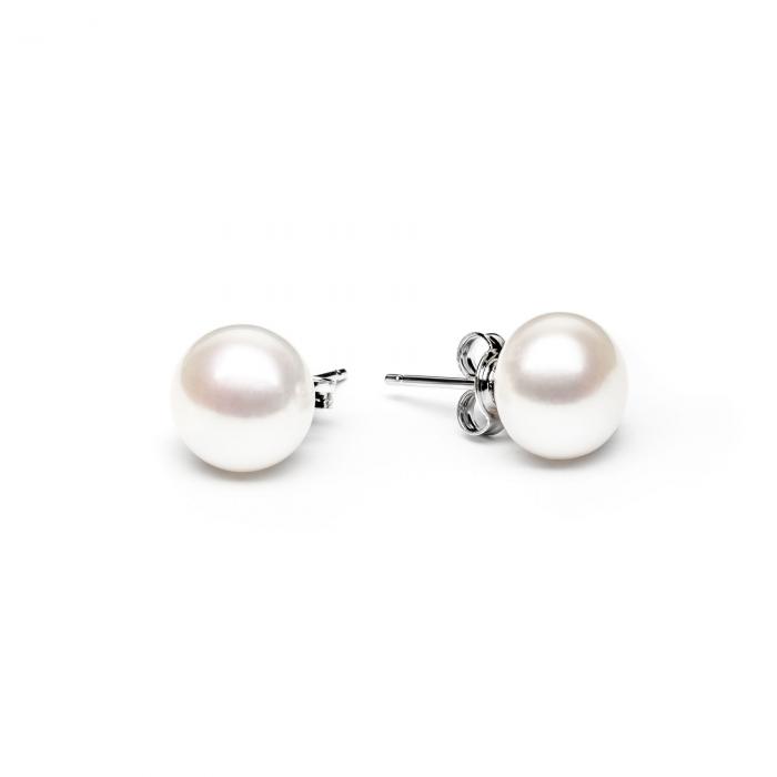 Baltų perlų auskarai - perlai 10mm