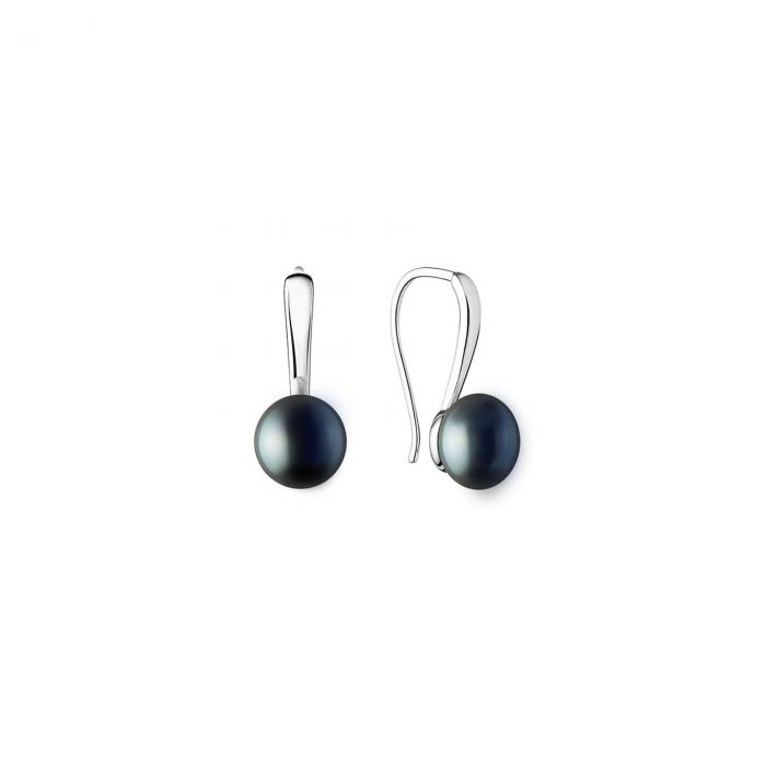 Įveriami auskarai su tikrai juodais perlais - perlai 10mm