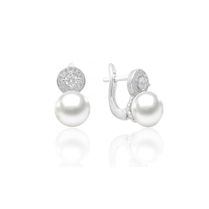 Natūralių Perlų auskarai su didele akute - perlas 9mm