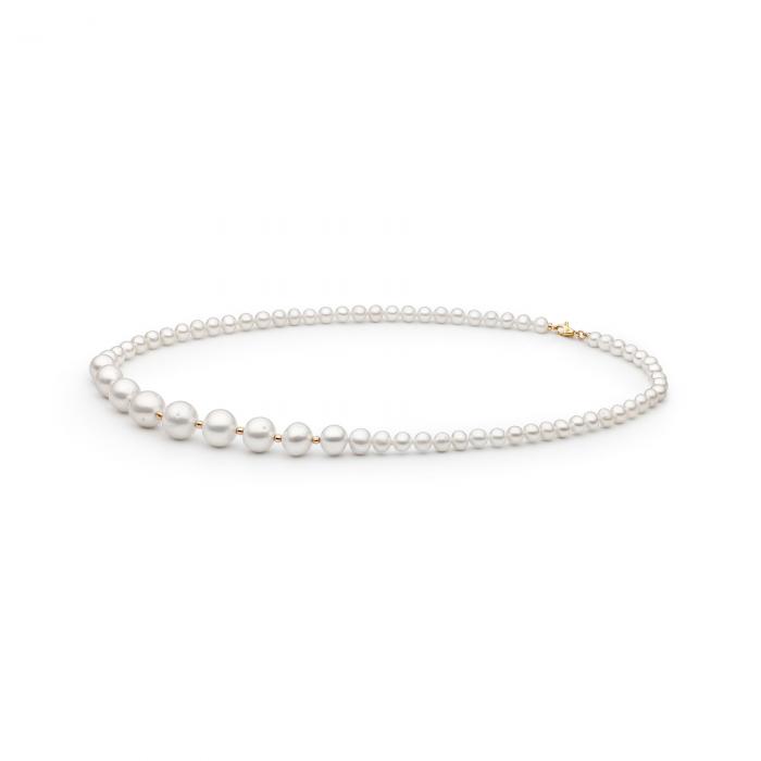 Išskiritinio dizaino Auksiniai perlų karoliai  - 45cm  