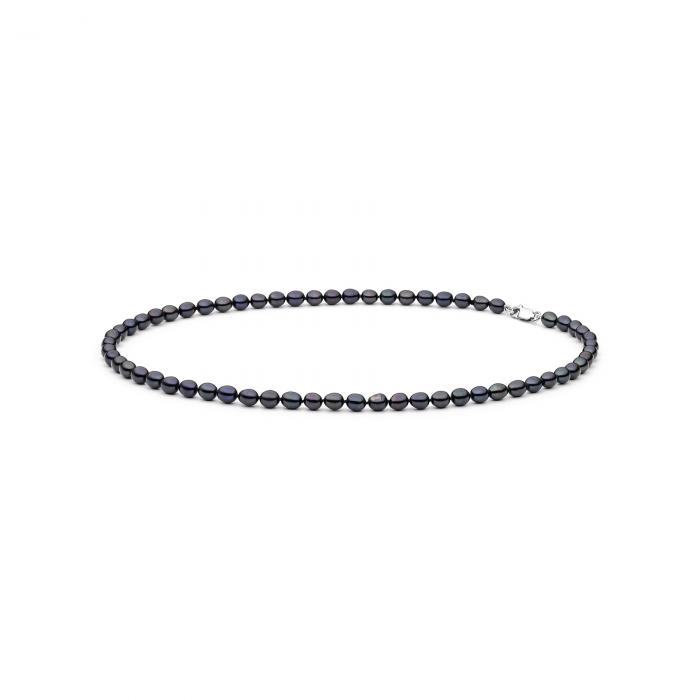 Juodos spalvos perlų vėrinys - perlai 7mm, 45cm