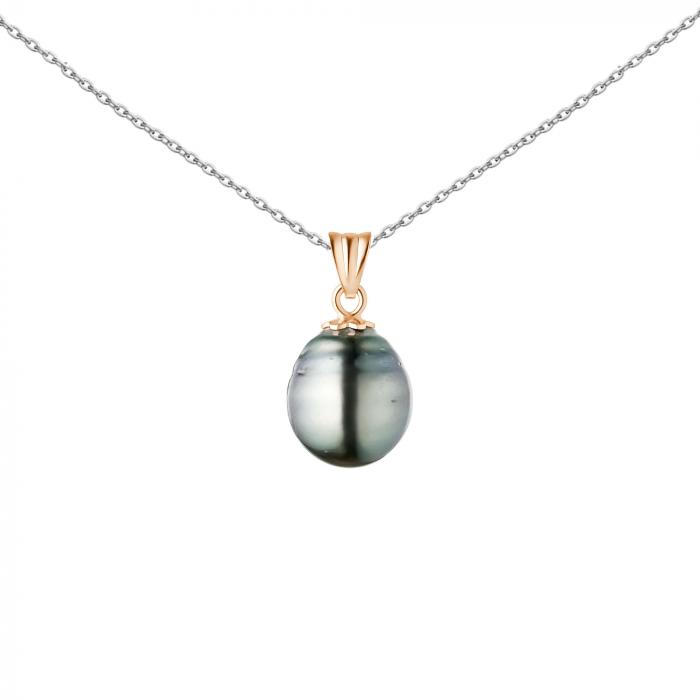 Tahitian Circle pearls perlo aukso pakabukas su sidabro grandinėle -  AU585, 2.2g
