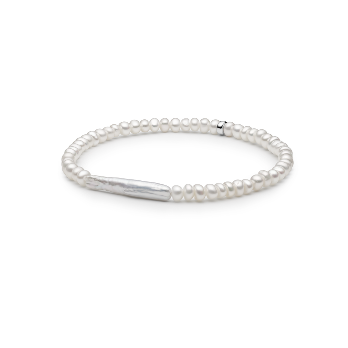 Moderni sidabrinė perlų apyrankė, perlai 4mm