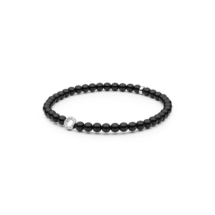 Juodo onikso apyrankė su sidabru, perlai 4.5mm