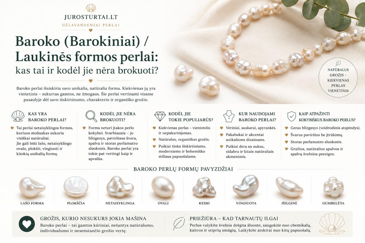 Baroko Barokiniai Laukines formos nelygus perlai   kas tai ir kodėl jie nėra brokuoti